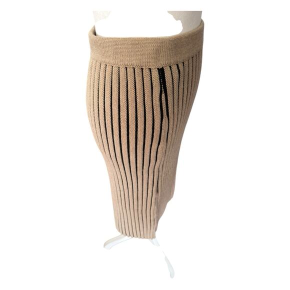 Victoria Victoria Beckham Ribbed Knit Wool Midi Skirt Size 4 Beige - Picture 6 of 10